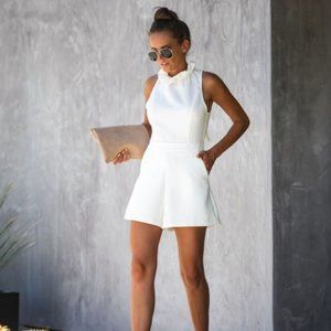 THE FINER THINGS POCKETED ROMPER - WHITE